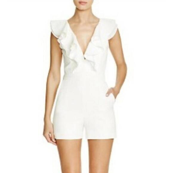 Bardot Deep V-neck Ruffled Size USA 6/S WOMEN'S ROMPER Off white#C2